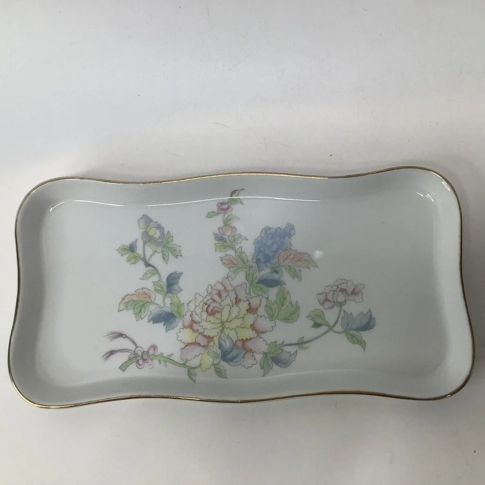Vtg Andrea By Sadek Plate Tray Porcelain Made In Japan # 9920‎ Floral White Blue